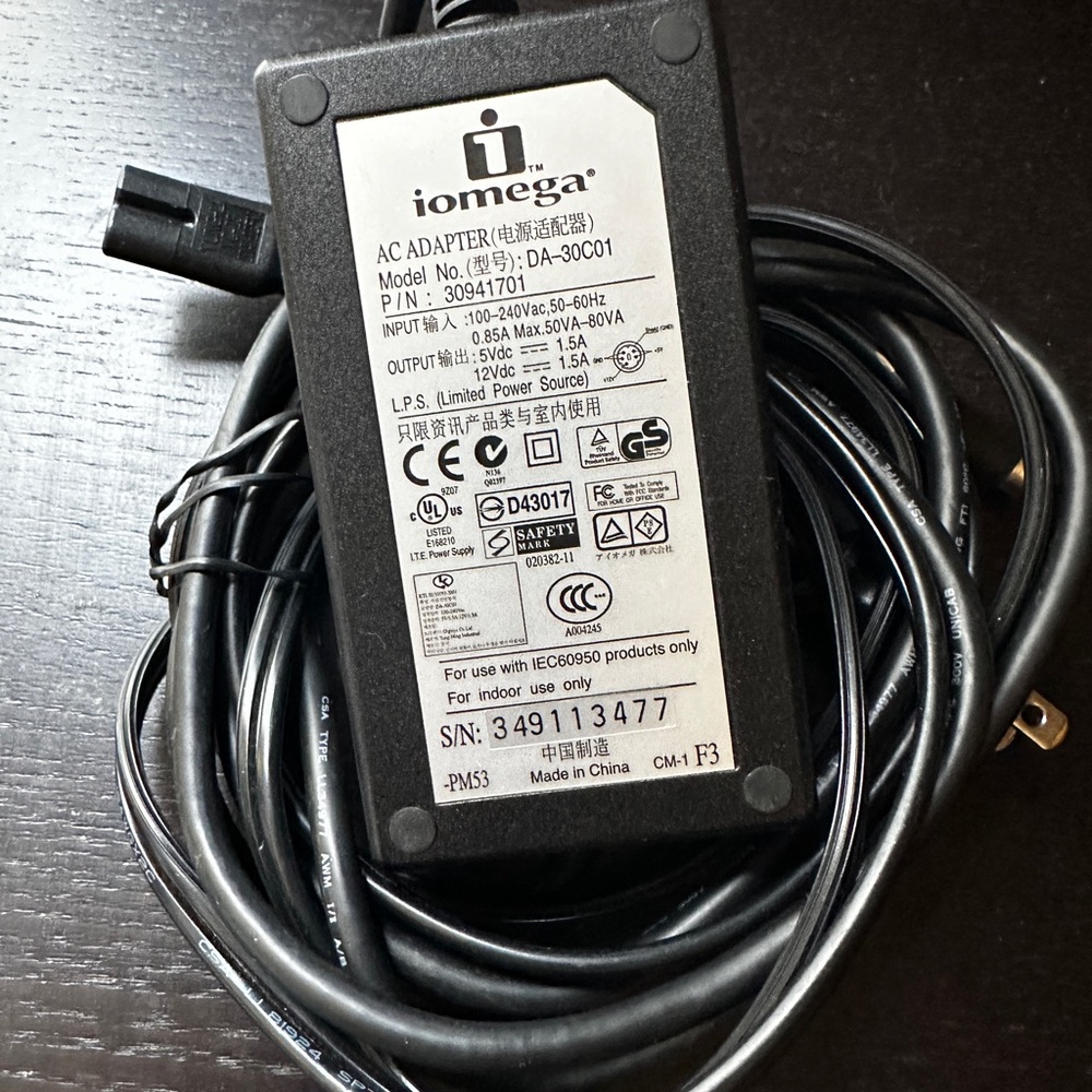Iomega Black AC Adapter DA-30C01